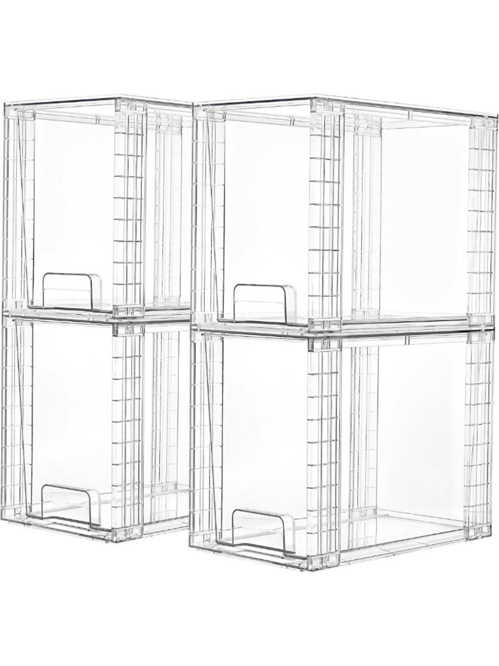 Clear Stackable Storage Drawers - 4 Pack Plastic Organizers for Bathroom